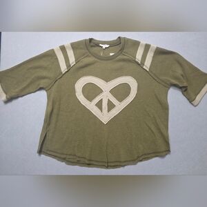 Easel Oversized Thermal Peace Sign Top Small - New With Tag